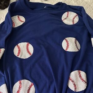 Blue Baseball Print Kids Shirt